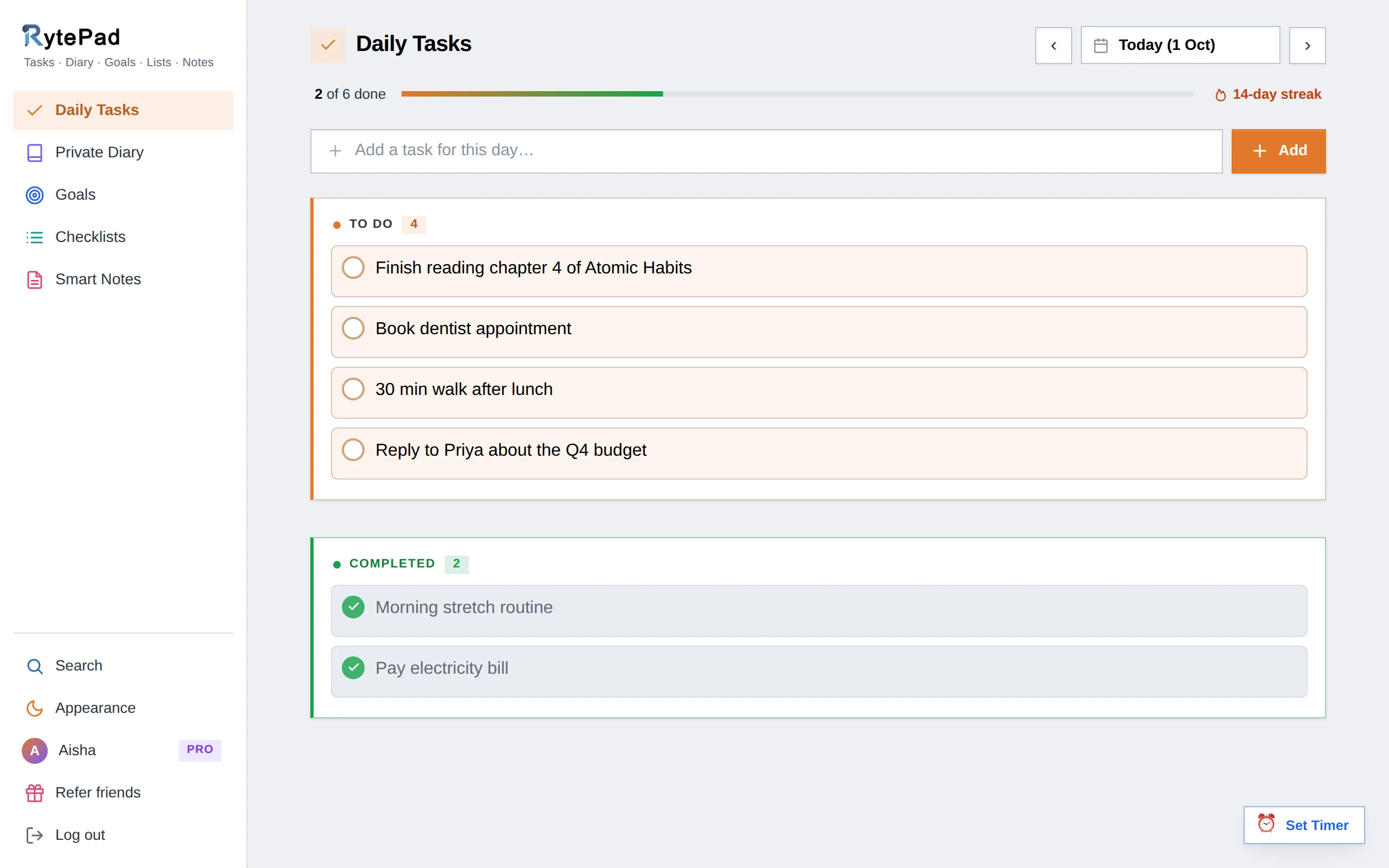 Manage Daily Tasks, Diary, Goals & Notes | Free - RytePad