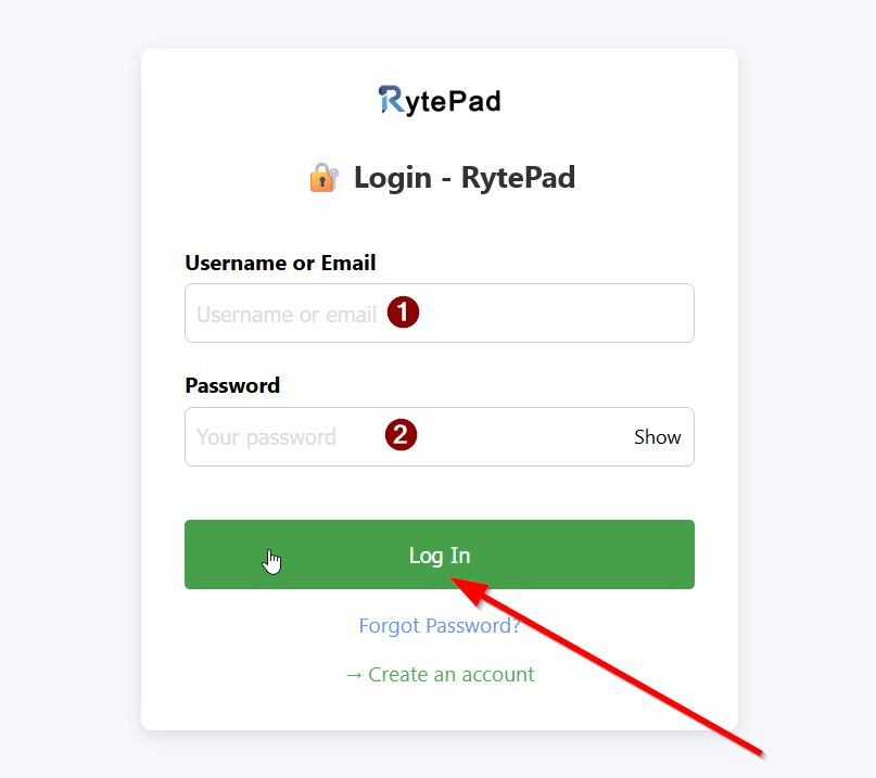 RytePad User Login